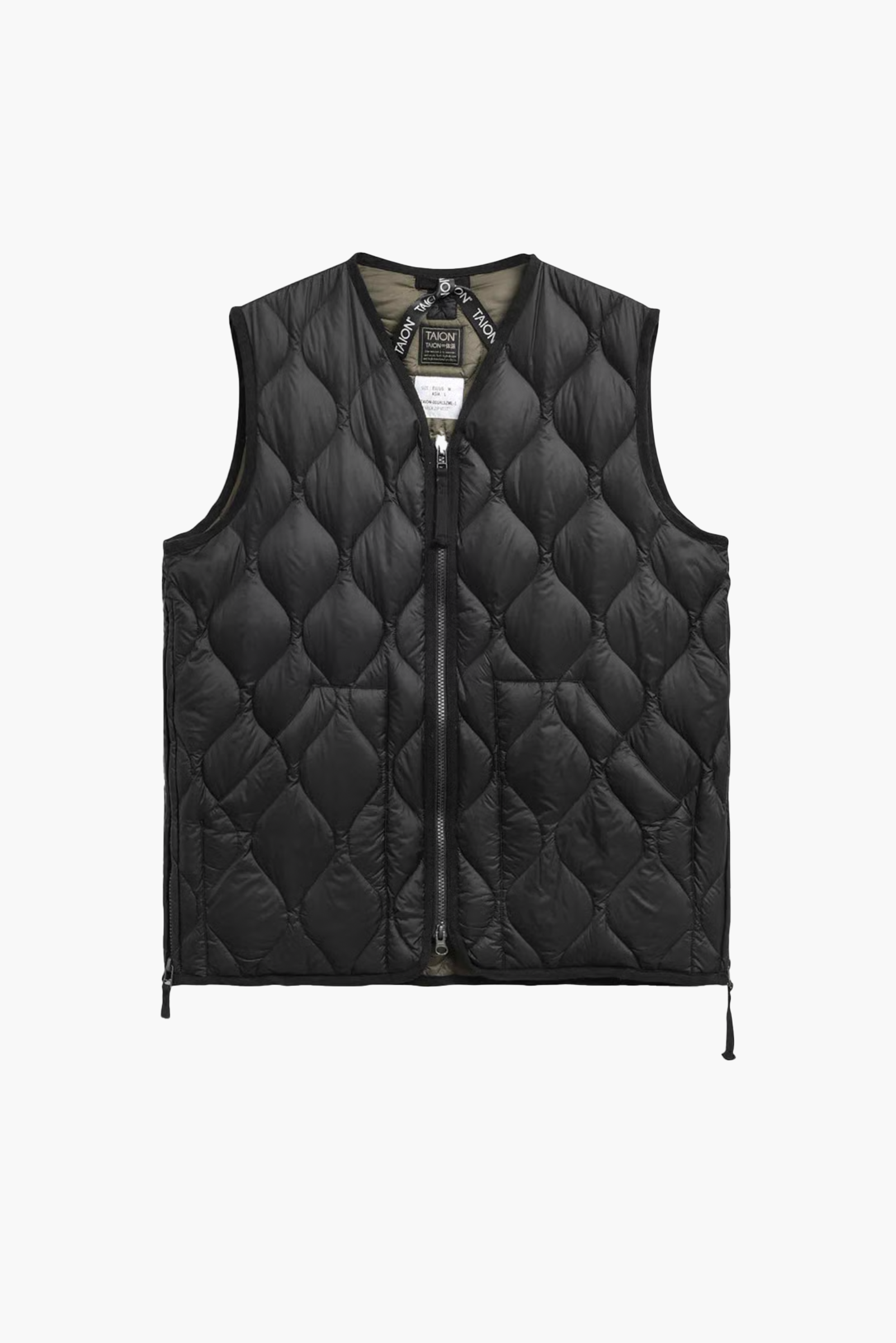 TAION Military V Neck Zip Down Vest - Black