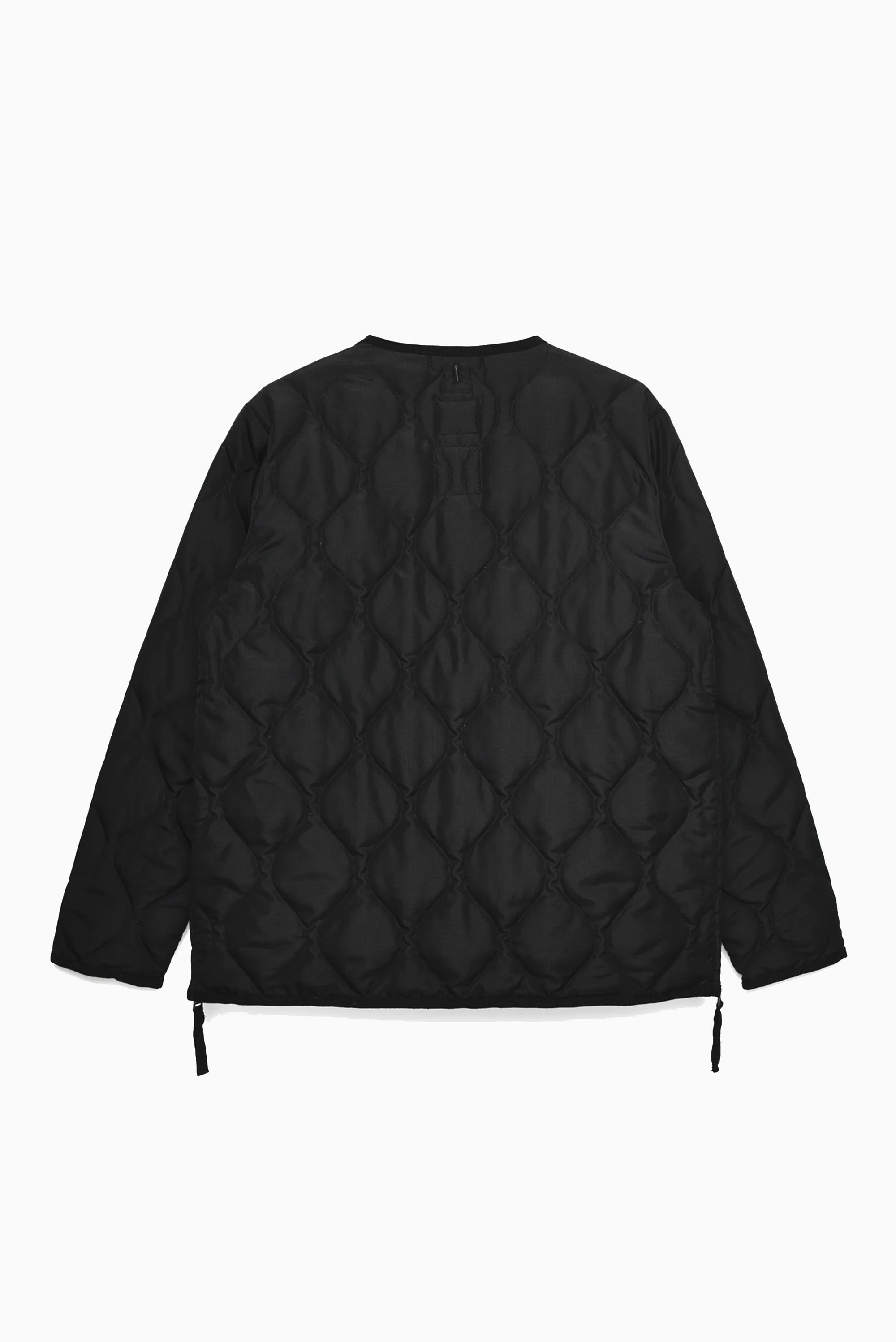 Military W-Zip V Neck Down Jacket - Black