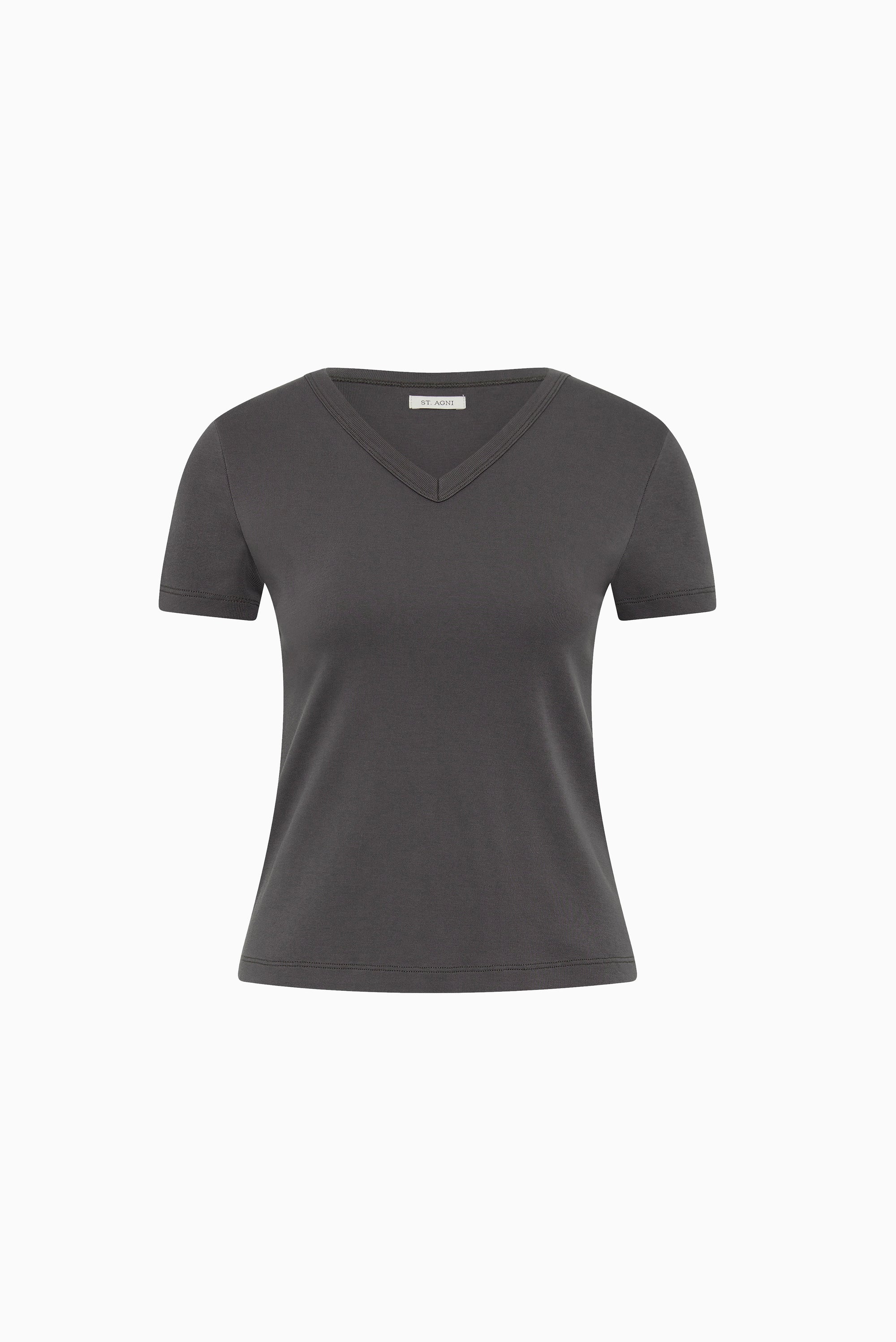 Organic Cotton V Neck Tee - Soot