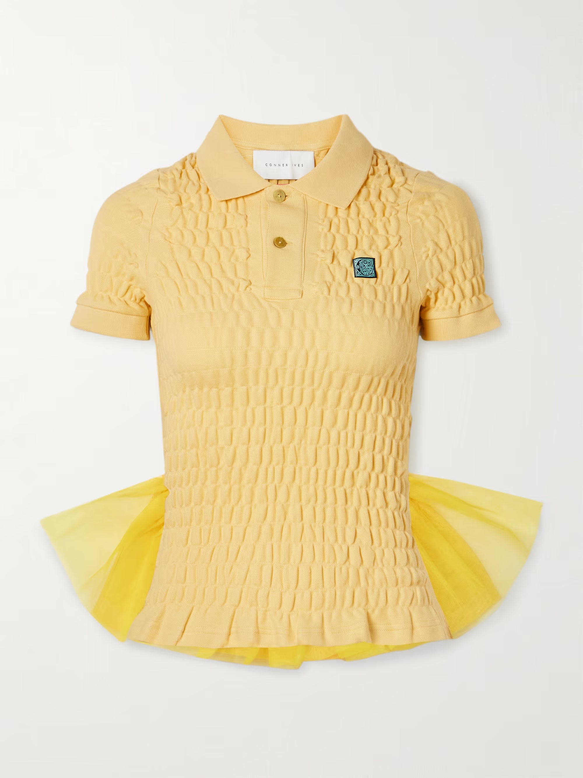 CONNER IVES Shirred Polo Bustle Shirt - Yellow