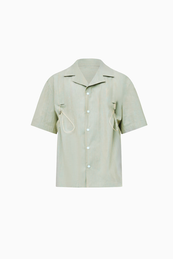 WYNN HAMLYN Men's Bungy Elastic Short Sleeve Shirt - Green Check