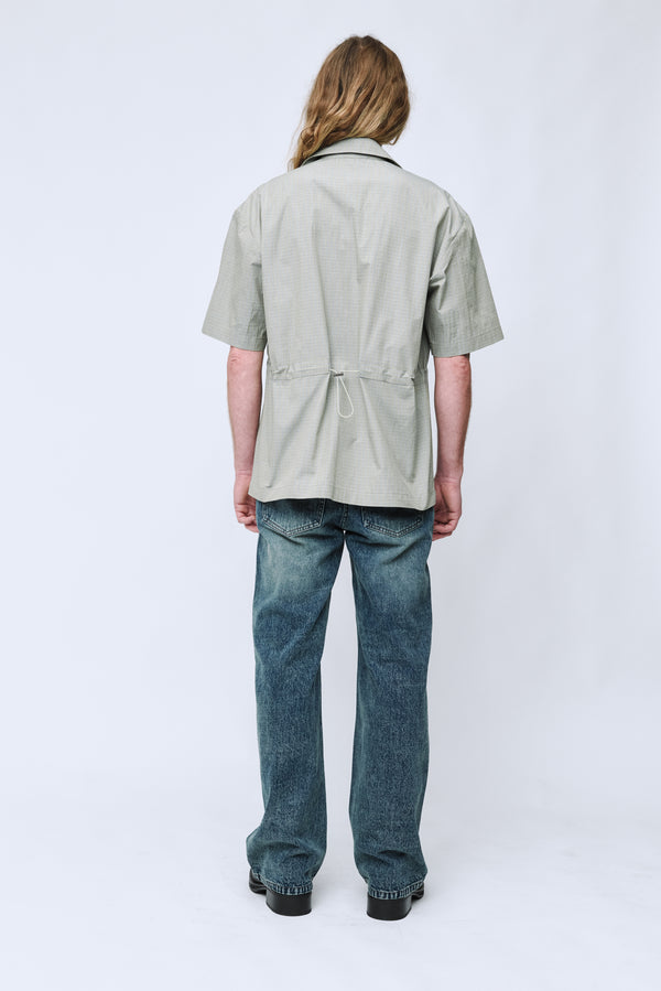 WYNN HAMLYN Men's Bungy Elastic Short Sleeve Shirt - Green Check