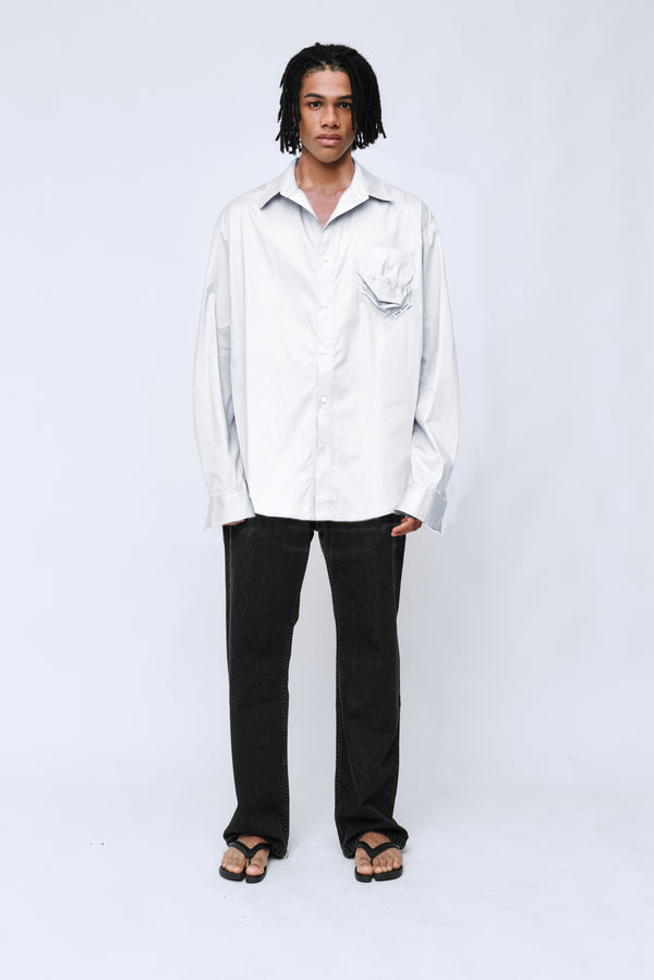 WYNN HAMLYN Men's Twisted Pocket Shirt - White