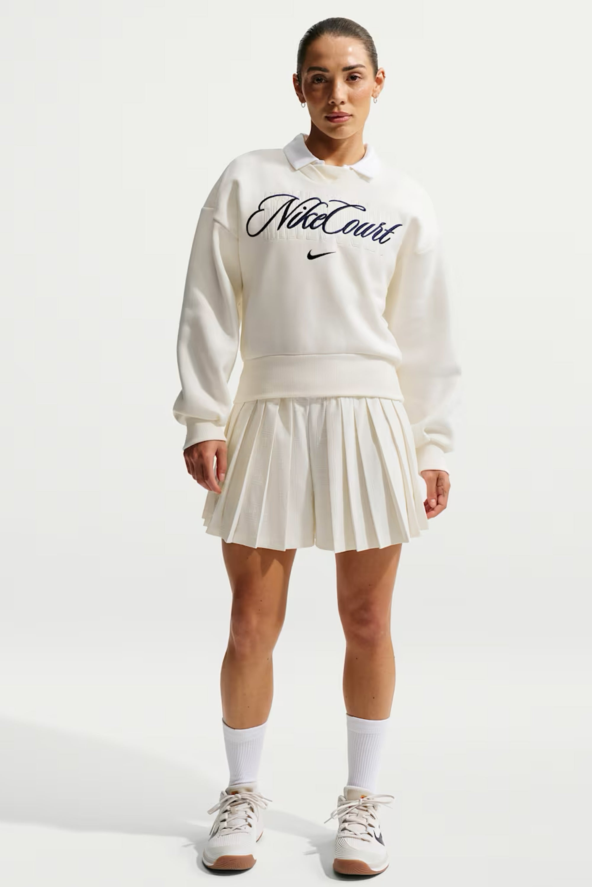 Women's Dri-FIT Pleated Tennis Shorts - White