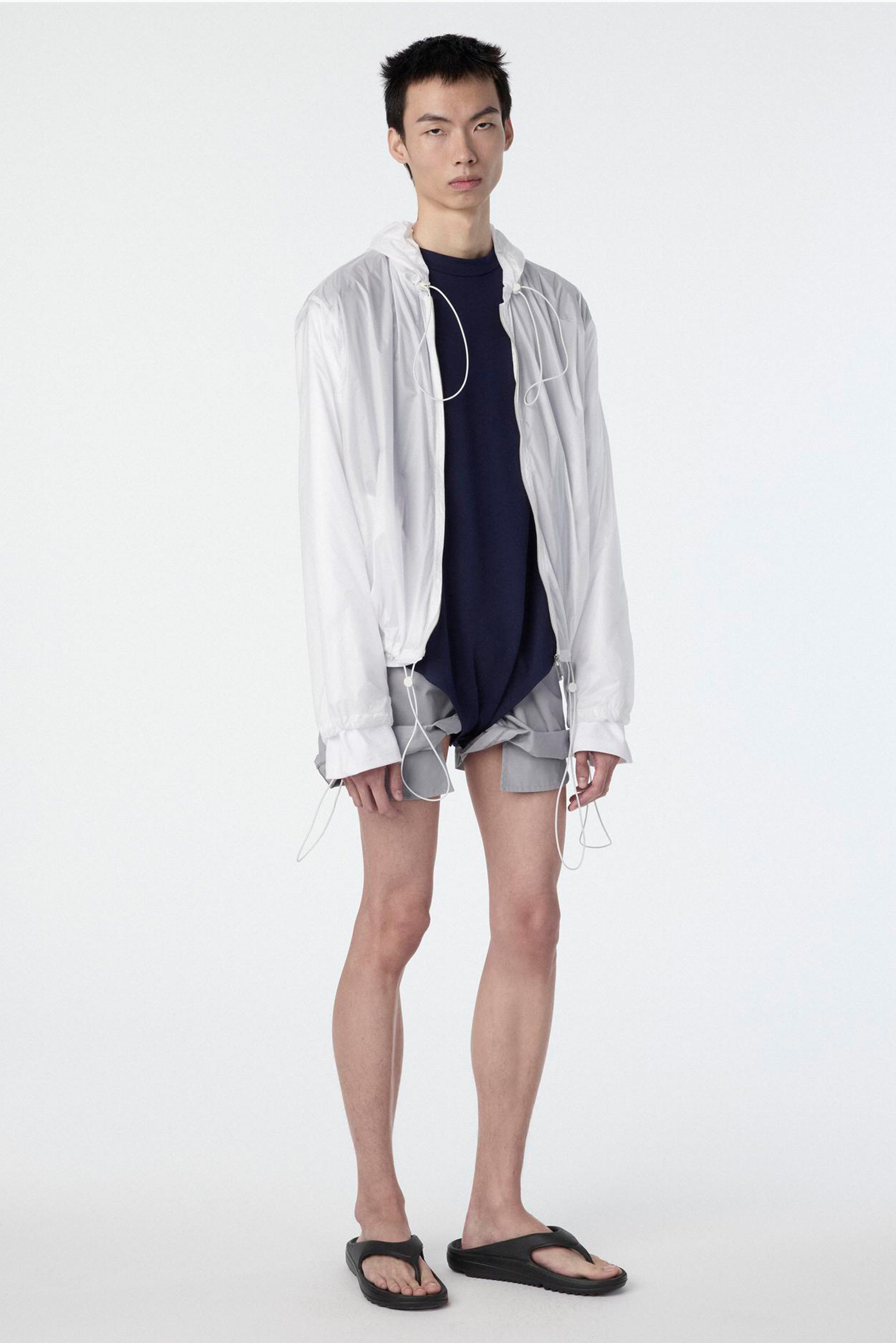 Light-Weight Jacket with Cords - White