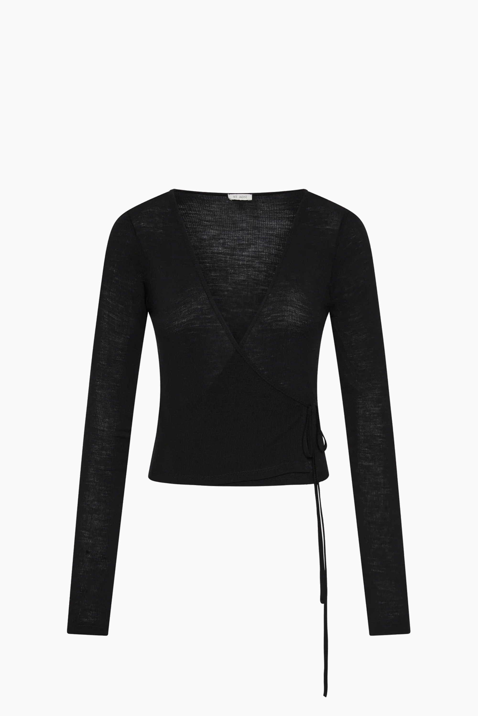 Baby Wool Wrap Top - Black