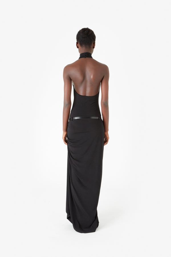Knitted Suspended Halterneck Dress - Black