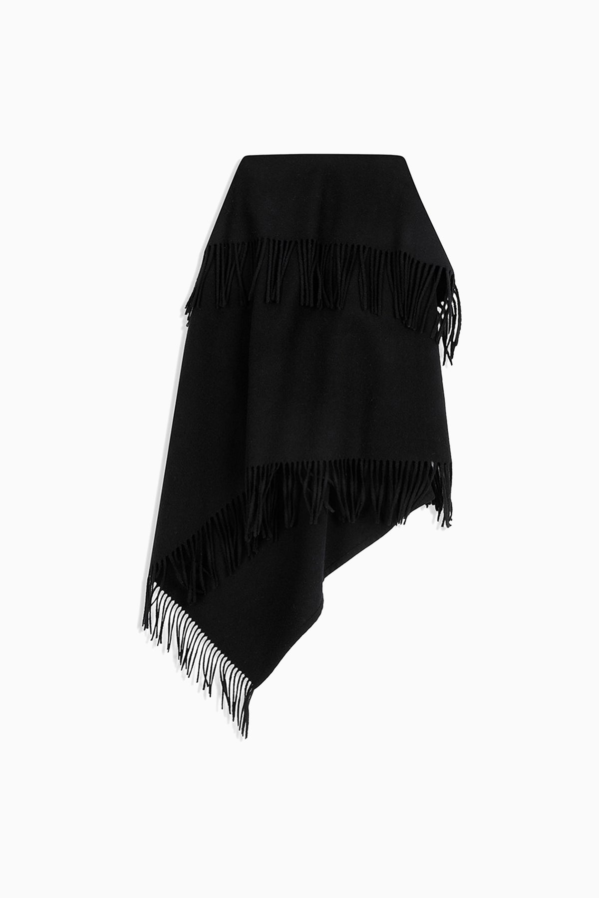 Fringed Zip Shawl - Black